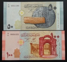 LOT / SET 2 BANCNOTE 50 + 100 POUNDS - SIRIA, anul ND * Cod 144 = UNC