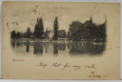 BUCURESTI , LACUL CISMIGIU , CARTE POSTALA ILUSTRATA , CLASICA , 1900 foto