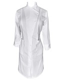 Sarafan Medical Pe Stil cu Elastan, Alb cu nasturi, Model Alice - L