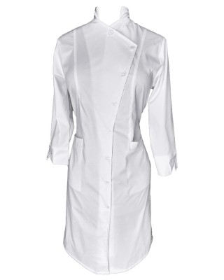Sarafan Medical Pe Stil cu Elastan, Alb cu nasturi, Model Alice - 3XL foto
