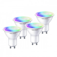 Set 4 becuri Smart LED Xiaomi Yeelight W1, RGB, 350 lm, GU10, Control vocal, WiFi, Alb foto
