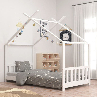 Cadru de pat pentru copii, alb, 70 x 140 cm, lemn masiv de pin GartenMobel Dekor foto