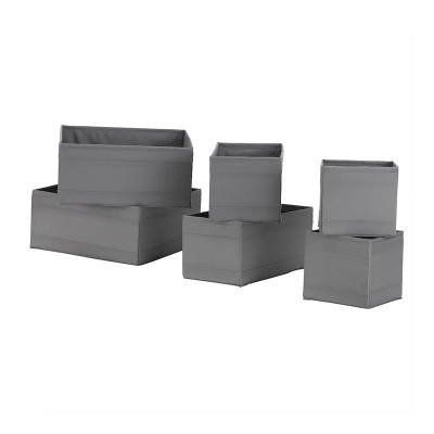 Set 6 cutii depozitare, 14/28 x 14/28 x 13 cm, poliester, Gri foto