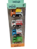 Set mini masinute metalice , 4 vehicule de oras pentru copii 3+ ani, Oem