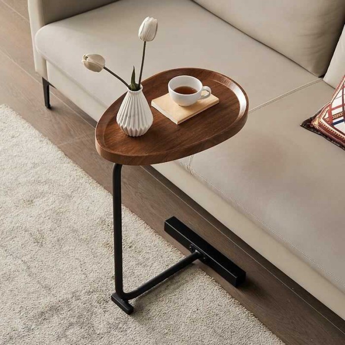 Masuta De Cafea Design Modern Cu Picior Metalic, Maro, 40x30x60 cm