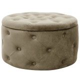 Taburet, rotund, cu spatiu depozitare, catifea, bej, max 80 kg, 55x30 cm, Alia, Akord, Akord Furniture Factory