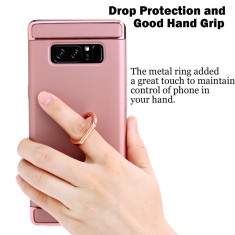 Husa protectie pentru Samsung Galaxy Note 8, Luxury Rose-Gold Plated cu Inel de sustinere