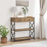 vidaXL Masă consolă, stejar artizanal, 75x28x75 cm, lemn și oțel