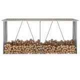 Șopron depozitare lemne, maro, 330x84x152 cm, oțel galvanizat