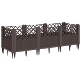 Cumpara ieftin Jardiniera de gradina cu tarusi, maro, 123,5x43,5x43,5 cm, PP