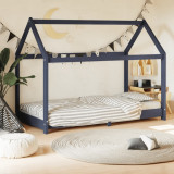 Cadru de pat pentru copii, gri, 80 x 160 cm, lemn masiv de pin GartenMobel Dekor, vidaXL