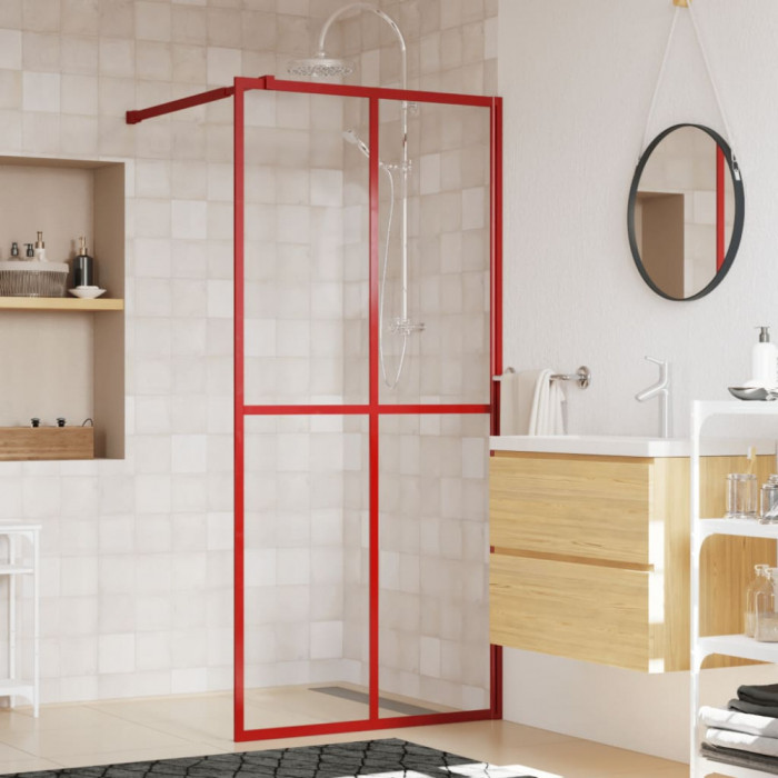 vidaXL Paravan duș walk-in, roșu, 100x195 cm, sticlă ESG transparentă