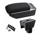 Cumpara ieftin Cotiera auto pentru Dacia Duster 2010-2017, culisanta, suport pahar, scrumiera, Piele ecologica, Negru Crom