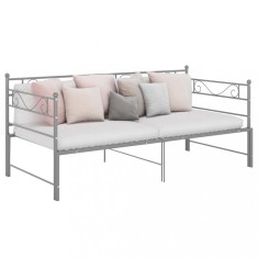 Cadru pat canapea extensibilă, gri, 90x200 cm, metal