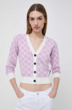 Karl Lagerfeld cardigan femei, culoarea violet, light