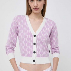 Karl Lagerfeld cardigan femei, culoarea violet, light