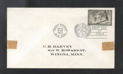 UN New York 1953 UPU Mi.21 FDC UN.275 foto
