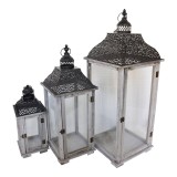 Cumpara ieftin Set de felinare 3 buc Huta Pako World Gri 32.5x32.5x87 cm