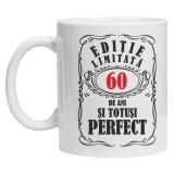 Cana alba personalizata &quot;editie limitata - 60 ani&quot;, INOVATIX&reg;. 330ml