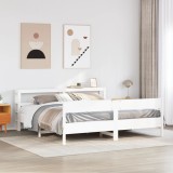 VidaXL Cadru de pat fără saltea, alb, 200x200 cm, lemn masiv pin