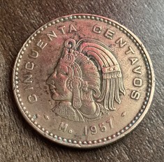 C50 - Moneda foarte veche - Mexic - 50 centavos - 1957