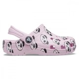 Saboți Crocs Kids&#039; Classic Panda Print Clog Roz - Ballerina Pink