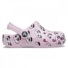 Saboți Crocs Kids' Classic Panda Print Clog Roz - Ballerina Pink