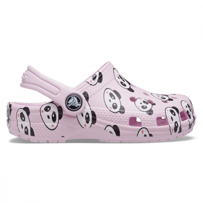 Saboți Crocs Kids&#039; Classic Panda Print Clog Roz - Ballerina Pink