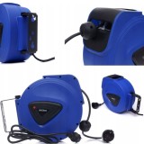 Cablu electric prelungitor, 15 m, pe tambur retractabil, Kraft