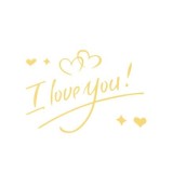 Cumpara ieftin Autocolant decorativ I Love You cu inimioare, auriu, 21 x 29 cm, sticker autoadeziv din vinil pentru perete, geam, oglinda si mobilier