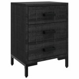 Cumpara ieftin Noptiera, negru, 40x30x55 cm, lemn de pin masiv reciclat