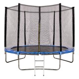 Trambulina copii de exterior 305 cm, cu plasa de protectie si scara, sarcina maxima 150 kg, albastra Household NewTrend
