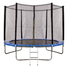Trambulina copii de exterior 305 cm, cu plasa de protectie si scara, sarcina maxima 150 kg, albastra Household NewTrend