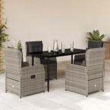 vidaXL Set mobilier de grădină cu perne, 5 piese, gri, poliratan