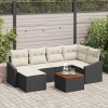VidaXL Set canapele de grădină 7 pcs Negru, alb 55 x 55 x 37 cm