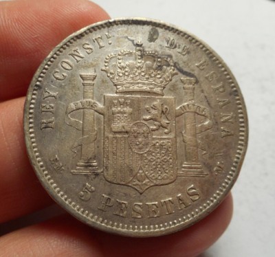 Spania 5 Pesetas 1878 Piesa Frumoasa foto