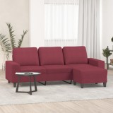 VidaXL Canapea cu 3 locuri și taburet, roșu vin, 180 cm, textil