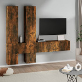 Dulap TV montat pe perete, stejar fumuriu, lemn prelucrat GartenMobel Dekor, vidaXL