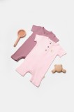 Set 2 salopete scurte Bamboo, roz, BabyCosy, 50%bumbac+50% bambus (Marime: 18-24 Luni)