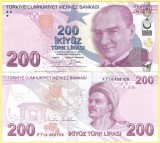 TURCIA 200 LIRE 2022 ( 2009 ) prefix F , UNC [1] P- 227e , necirculata , Guvernator : Sahap Kavcioglu , Viceguvernator : Emrah Seher