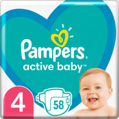 Pampers Active Baby Size 4 scutece de unică folosință 9-14 kg 58 buc
