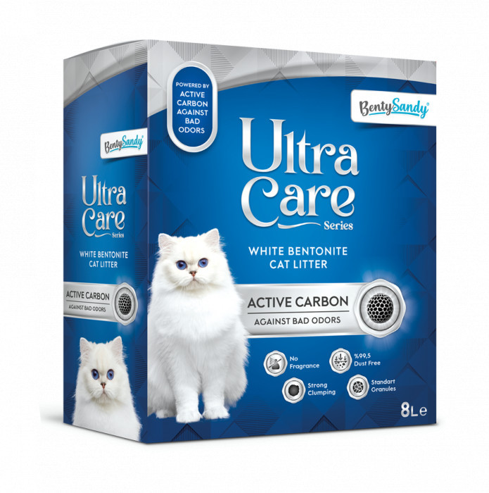 Asternut Igienic Ultra Care Carbon Activ pentru Pisici, 8L