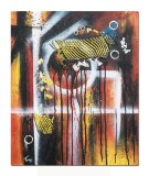 Cumpara ieftin Tablou abstract pictat manual, Cosmos, 60x50cm ulei pe panza in relief efect 3D, gata de agatat pe perete