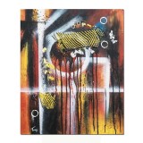Tablou abstract pictat manual, Cosmos, 60x50cm ulei pe panza in relief efect 3D, gata de agatat pe perete