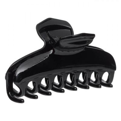 Clamă Păr Femei, Negru, 8cm, Plastic Lucios foto