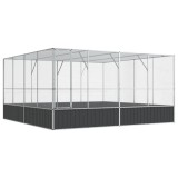 Cumpara ieftin Voliera Pasari Otel Galvanizat 418x414x212cm Argintiu/Antracit - Cusca Papagali, Perusi, Animale Mici - Spatiu Amplu, Siguranta