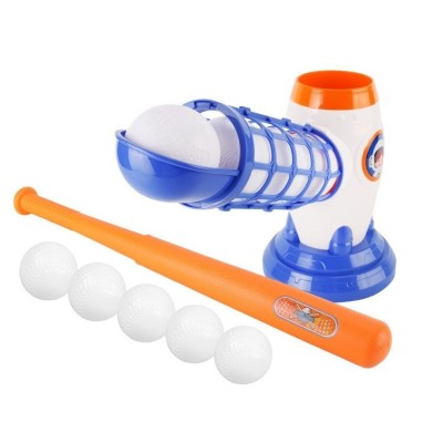 Joc de Baseball Interactiv, Lansator Flippy, Aruncare Automata, Include Bata si 5 Mingii, 37 x 23 x 16 cm Baza, 59 cm Bata, Multicolor foto