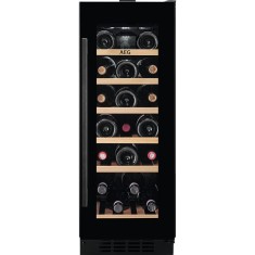 Racitor de vinuri incorporabil AEG AWUS020B5B, 58 l, 20 sticle, Control electronic, Rafturi lemn, Usa reversibila, Clasa G, H 82 cm, Negru