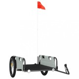 Cumpara ieftin Remorca de bicicleta, gri, textil oxford si fier