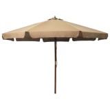 Umbrelă de soare de exterior, st&acirc;lp din lemn, gri taupe, 330 cm